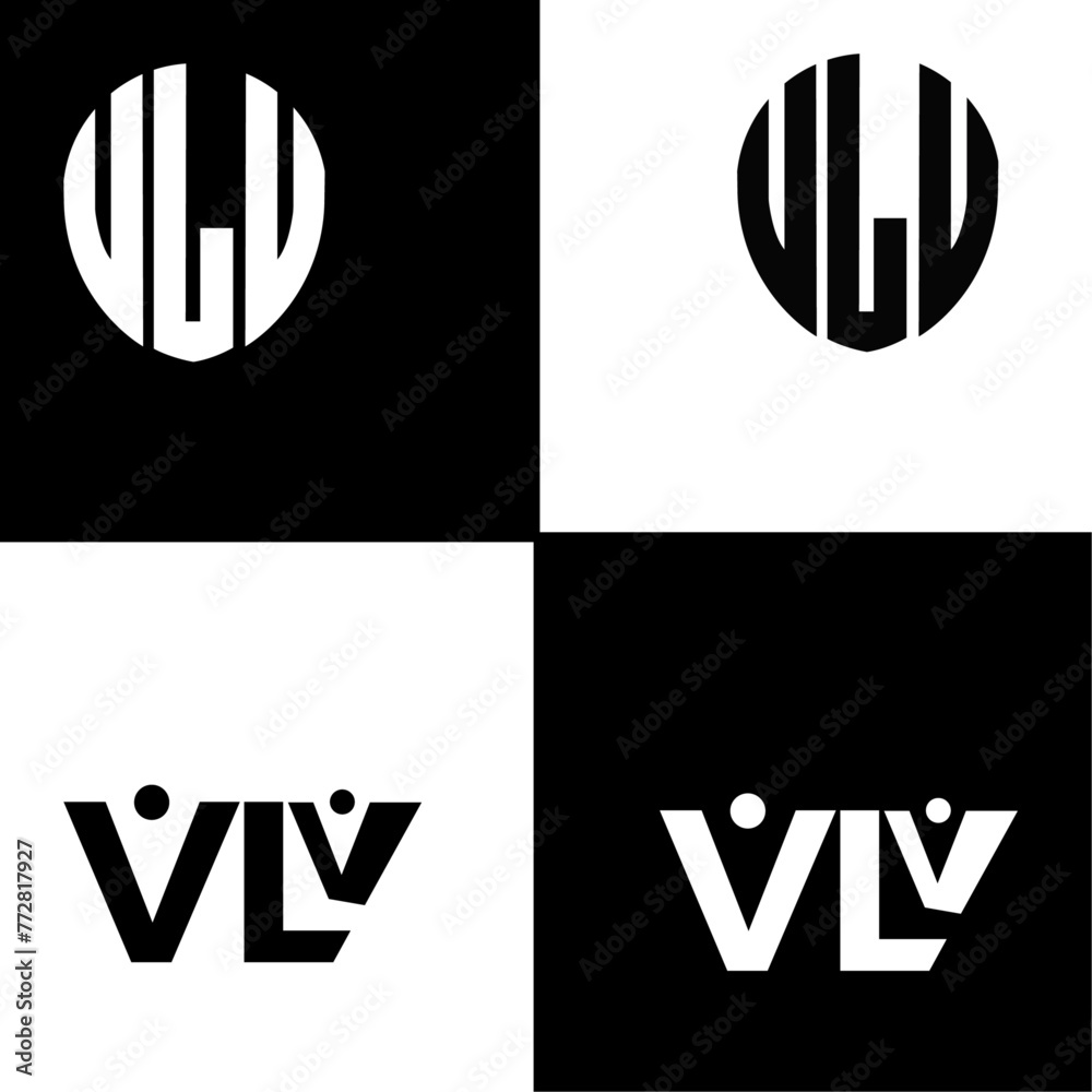 Abstract letter vLv logo design template, Black Alphabet initial ...
