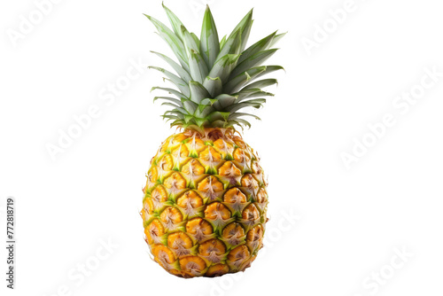 Whimsical Pineapple Elegance on White. On a Clear PNG or White Background.