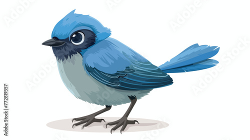 Cartoon Cute blue bird cartoon flat vector isolated o photo