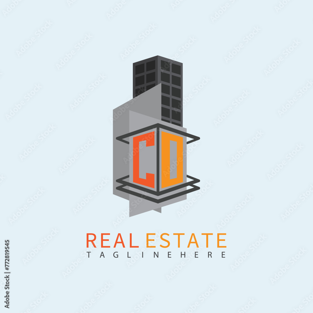 CO Real Estate Letter Monogram Vector Logo. Home Or Building Shape All Logo.