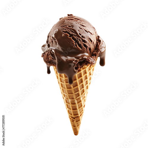 Chocolate Ice Cream on Cone, Chocolate Chip on Ice Cream