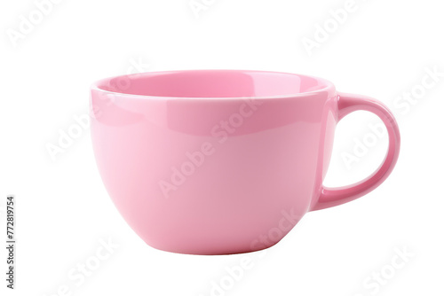 Blushing Pink Coffee Cup Serenity. On a Clear PNG or White Background.