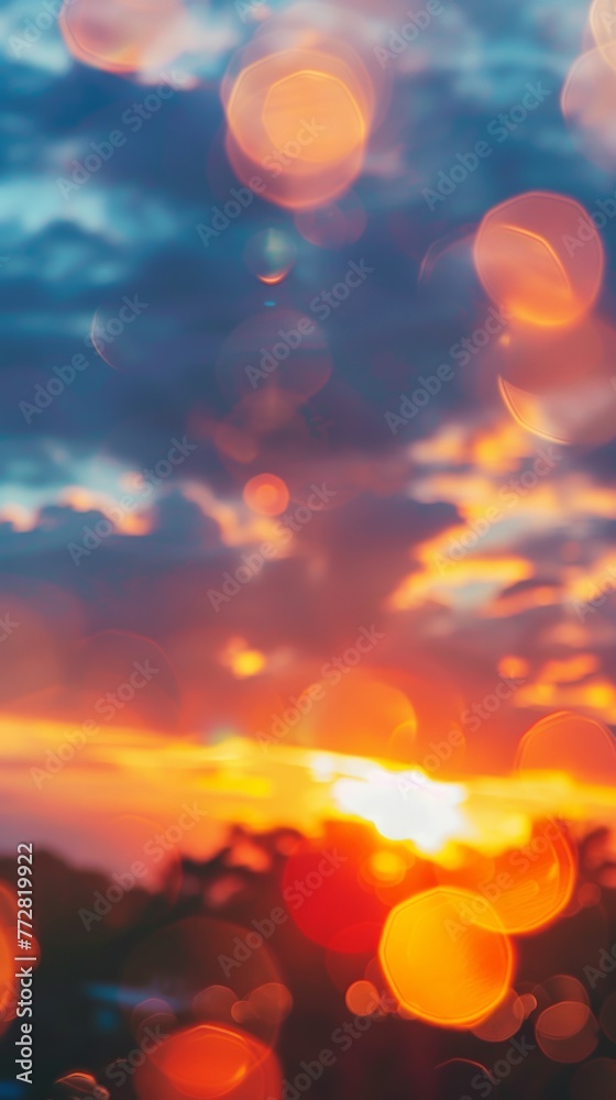 Sunset with bokeh lights