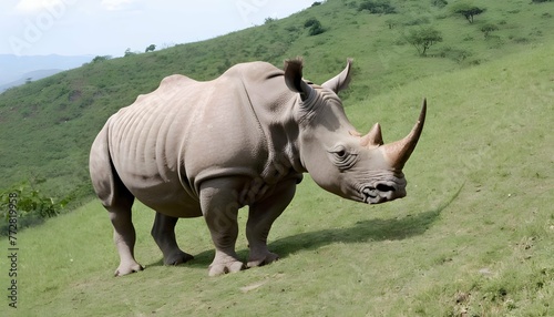 A Rhinoceros In A Hilly Area  2