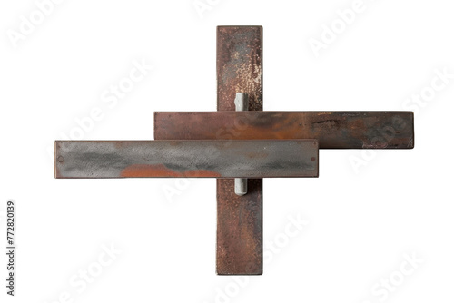 Metal Cross on White Background