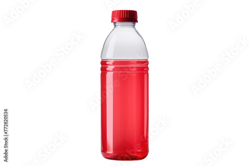 Crimson Capped Hydration: A Bottle of Refreshing Water. On a Clear PNG or White Background.