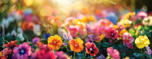 Sunset Symphony: A Vivid Tapestry of Blooming Zinnias Basking in Light - Generative AI © Gelpi