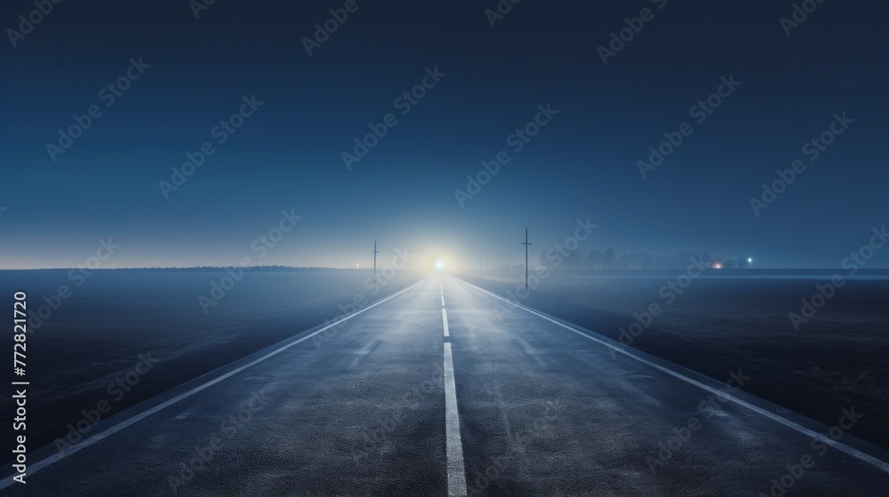 A long road with a bright light shining on it