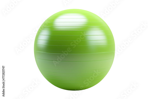 Green Exercise Ball on White Background