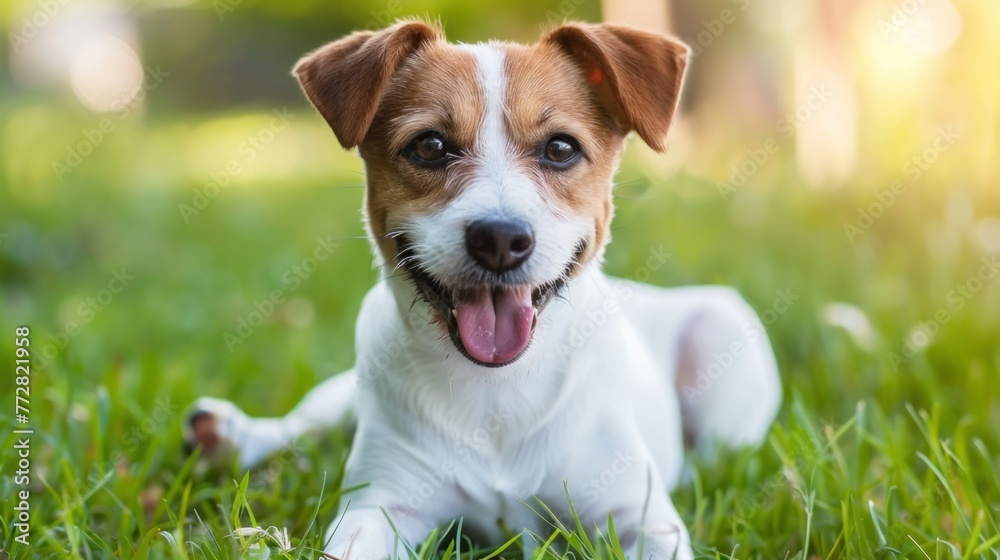 Sun-Kissed Jack Russell Terrier Reveling in Serene Greenery - Generative AI