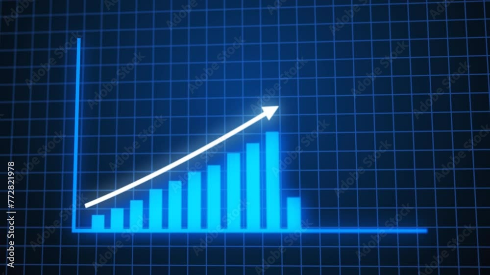 Animated business graph chart with grid lines background video. 4K resolution