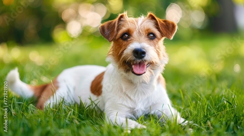 Sun-Kissed Jack Russell Terrier Reveling in Serene Greenery - Generative AI