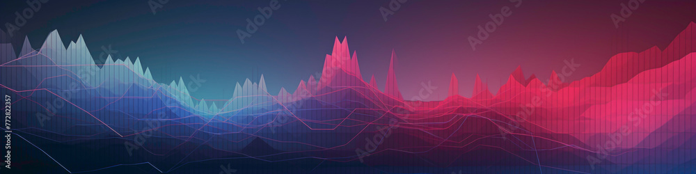 Tranquil gradients meld together on the minimalist chart, harmonizing the ebbs and flows of market trends. - obrazy, fototapety, plakaty 