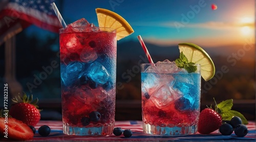 4th of July Cocktail on the bar counter.