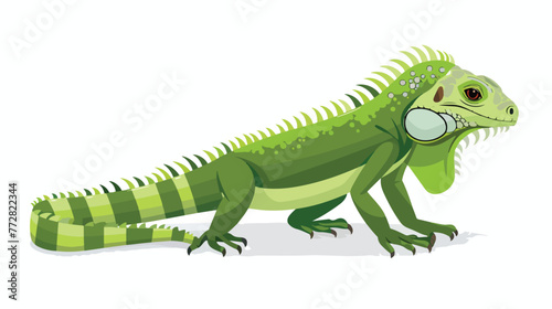 Cartoon iguana isolated on white background flat vector