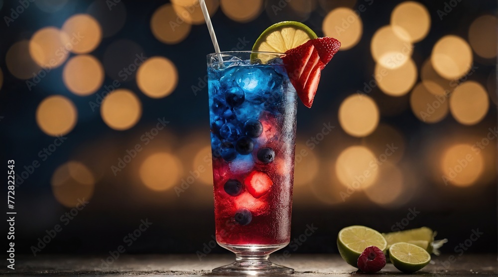 4th of July Cocktail on the bar counter. 4th of July Cocktail on the bar counter.