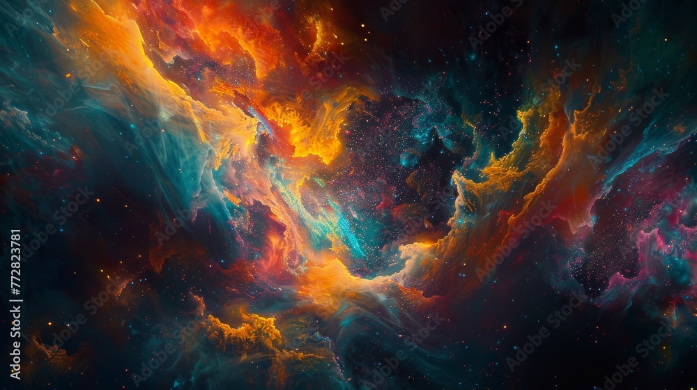 Abstract cosmic nebula with vibrant colors