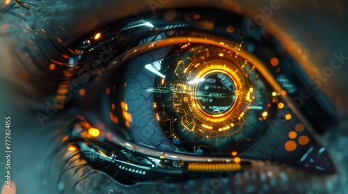Futuristic cybernetic eye with digital interface © iVGraphic