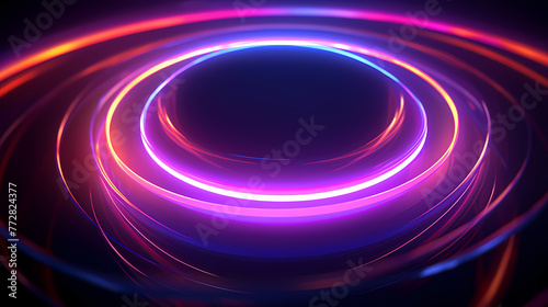 Glowing neon circles modern abstract background