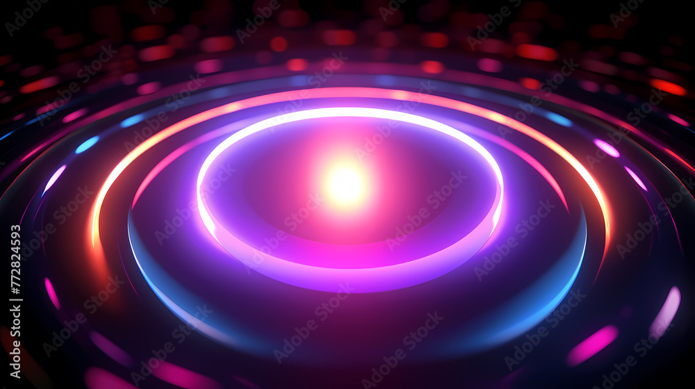 Obraz premium Glowing neon circles modern abstract background