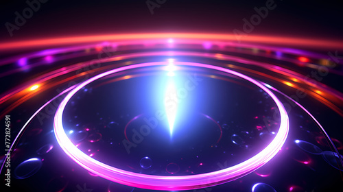 Glowing neon circles modern abstract background