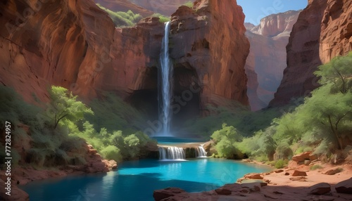 waterfall in the canyon photo