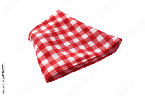 Timeless Elegance: Red and White Checkered Cloth. On a Clear PNG or White Background.