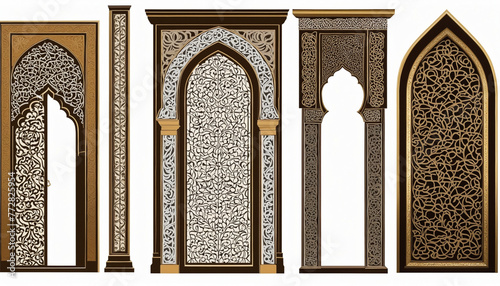 Set of Islamic door and window shapes colorful background