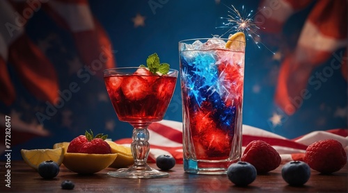 4th of July Cocktail on the bar counter.
