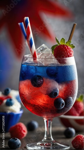 4th of July Cocktail on the bar counter.