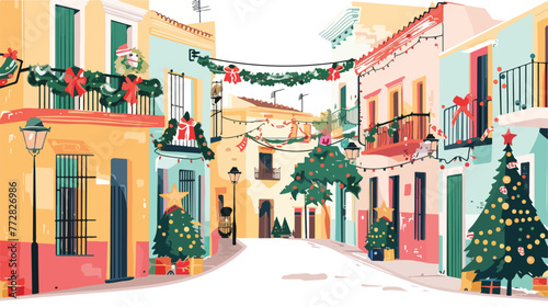 Christmas decorations on the streets of Malaga city A
