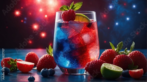 4th of July Cocktail on the bar counter.
