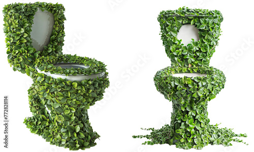 Toilets made of green leaves isolated on a transparent background photo