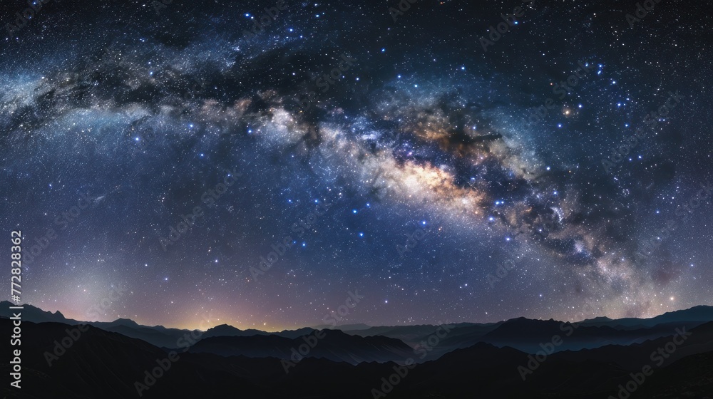 Stellar Majesty: A Panoramic View of the Milky Way's Arc - Generative AI Stellar Majesty: A Panoramic View of the Milky Way's Arc - Generative AI