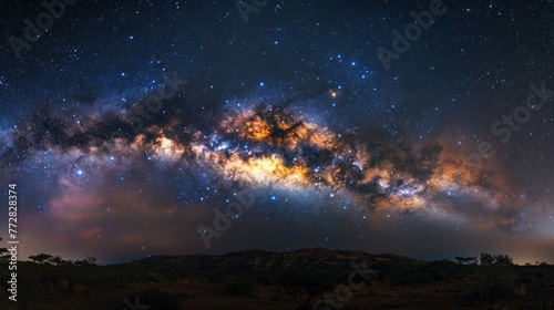 Stellar Majesty  A Panoramic View of the Milky Way s Arc - Generative AI