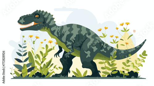Coloring dinosaur flat vector isolated on white background