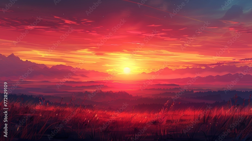 Stunning sunrise over a tranquil landscape Stunning sunrise over a tranquil landscape