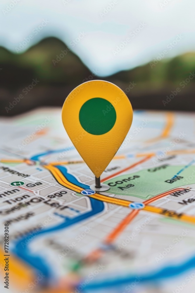 a map with a pin on it that says target.