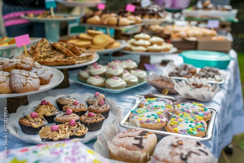 charity bake sale table with homemade goods © studioworkstock