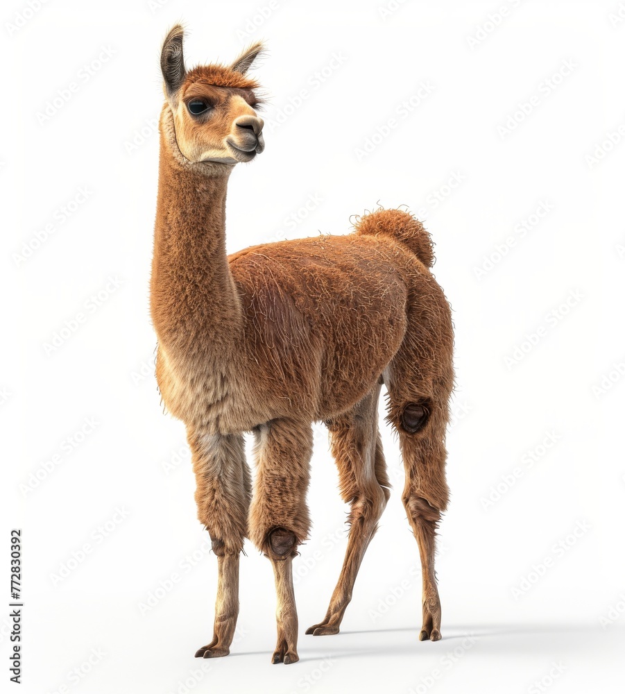 Fototapeta premium alpaca on white background isolated