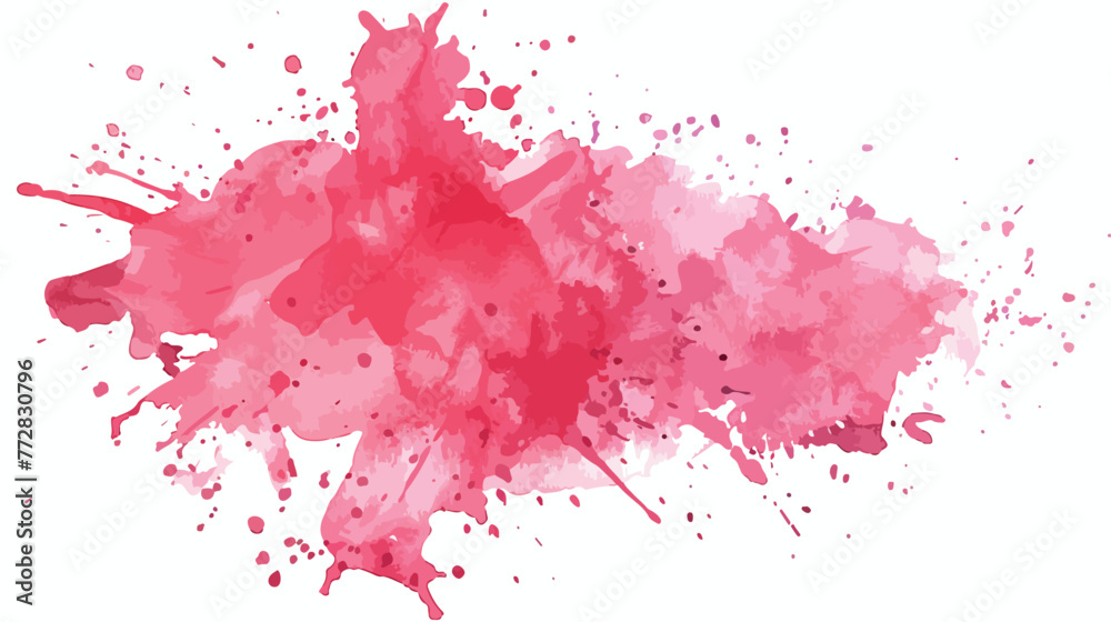 Abstract pink red watercolor blot on white background