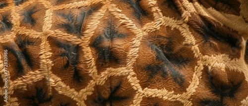 The close-up detail of a giraffes unique skin pattern photo