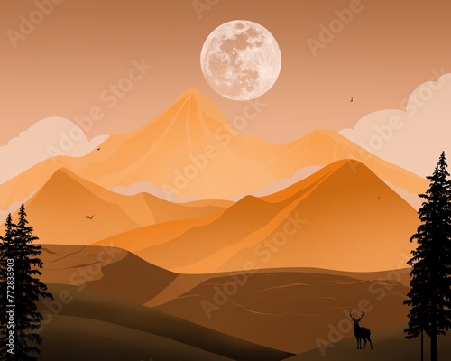 Deer and the mountain