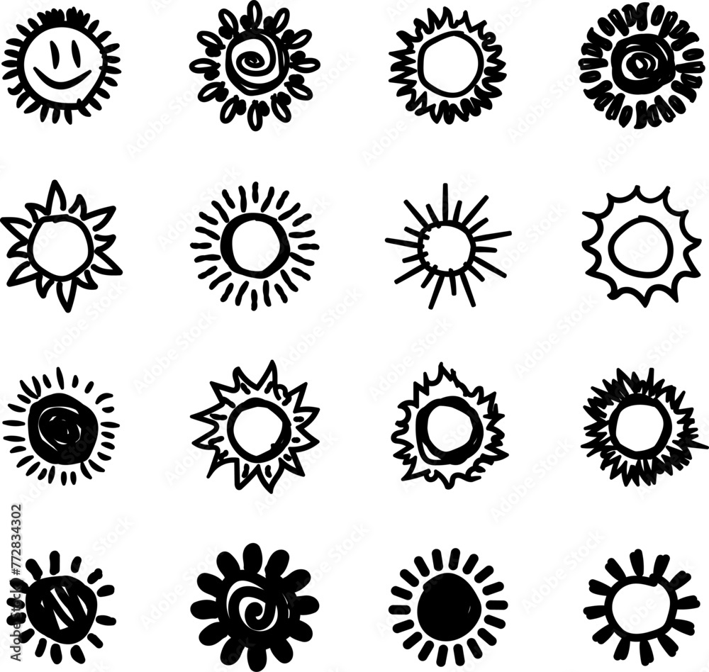 Set of sun icons - vector Set of sun icons - vector