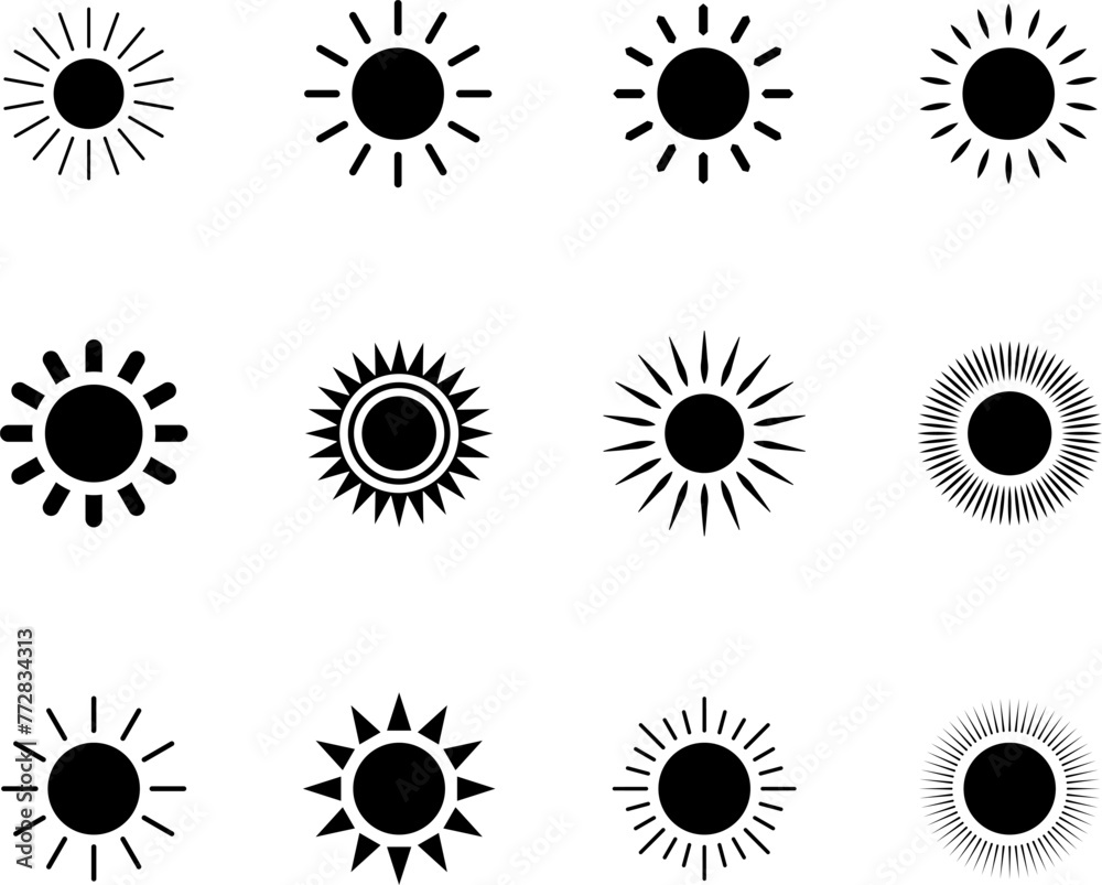 Set of sun icons - vector Set of sun icons - vector