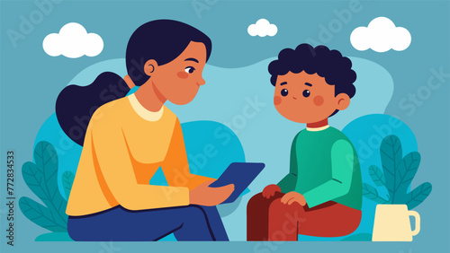 A parent and child engaged in a conversation during a therapy session showing the importance of effective communication in building a strong