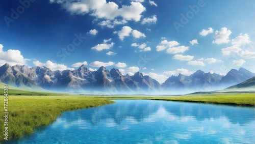 lake and mountains