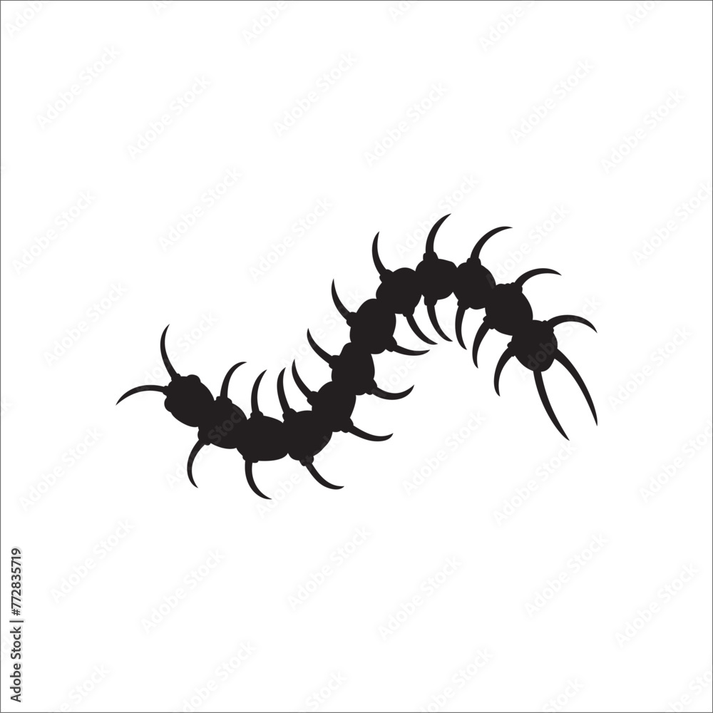 Centipede silhouette vector in black can be used as graphic design 