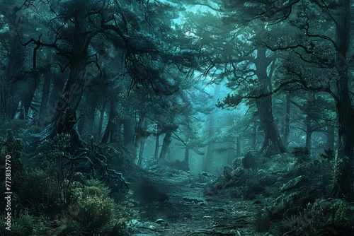 Dark forests where the bark of trees is inscribed with the history of magic