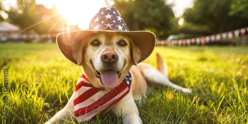 A photography of labor day dog